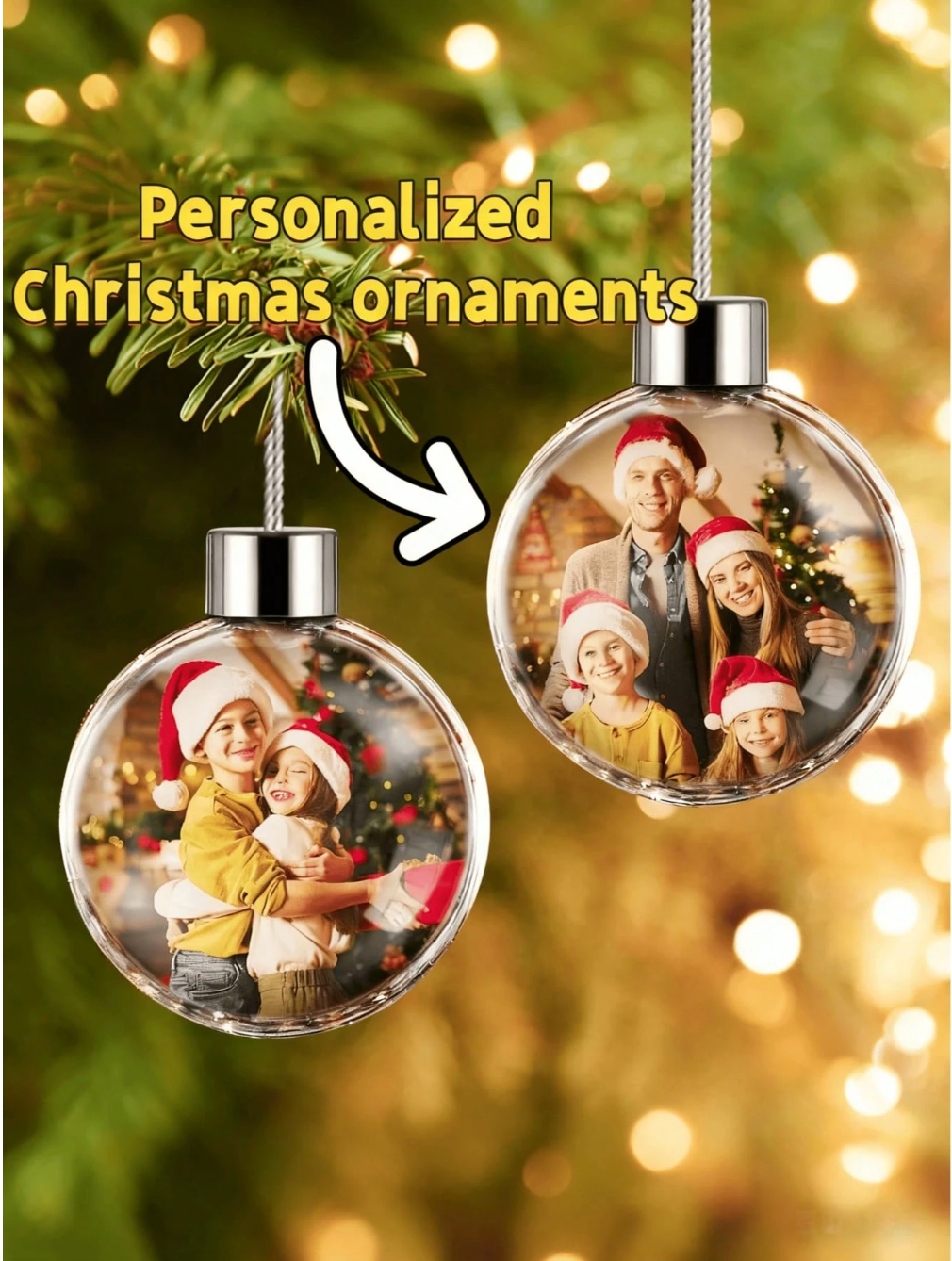 Personalized Double-Sided Photo Ball Christmas Ornaments