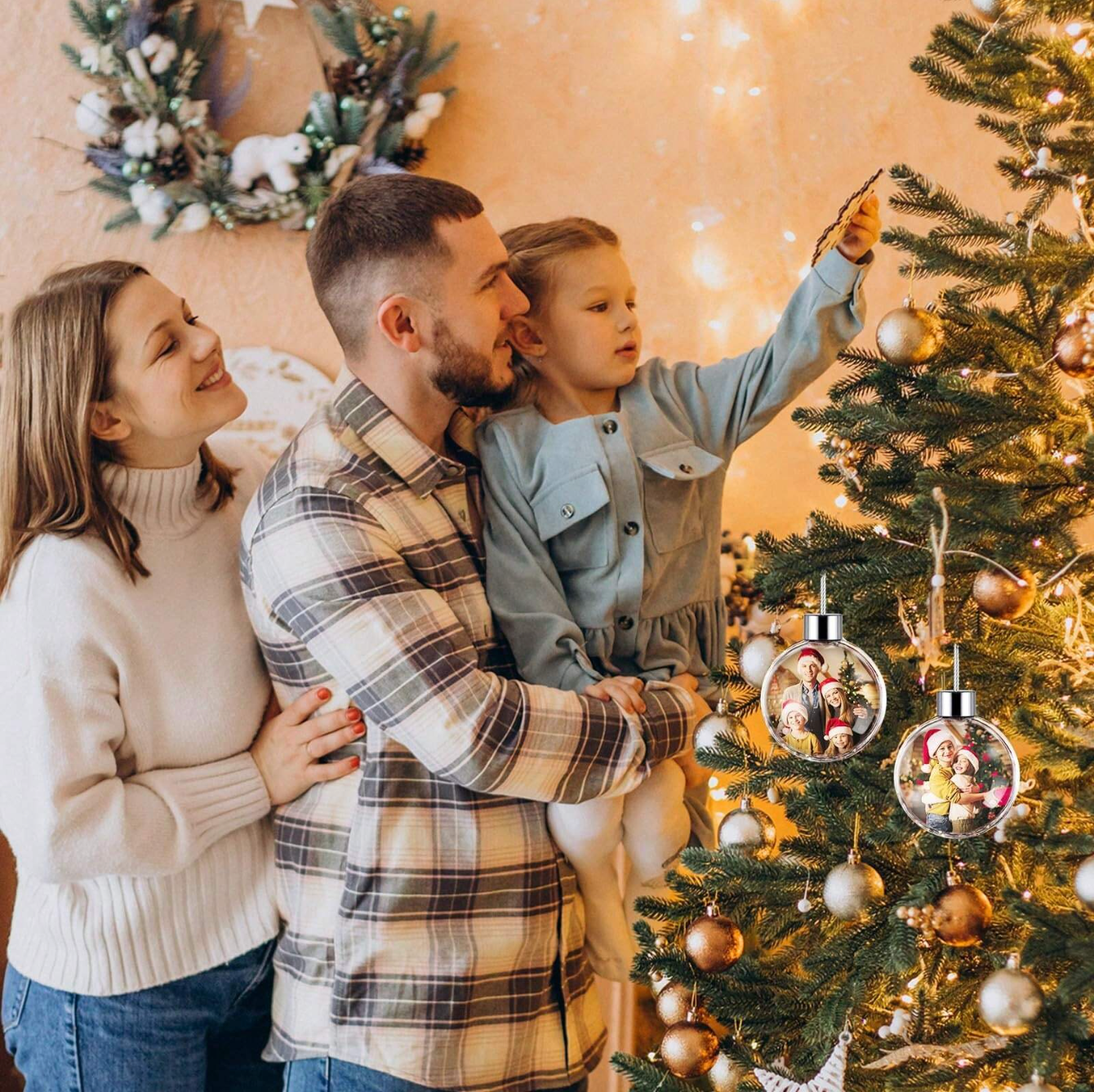 Personalized Double-Sided Photo Ball Christmas Ornaments