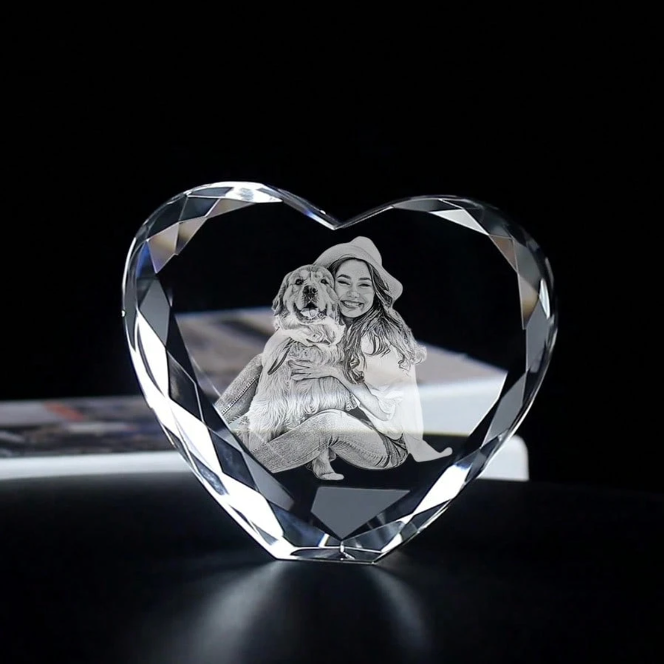 Personalized Laser Engraved Heart-Shaped Glass Portrait