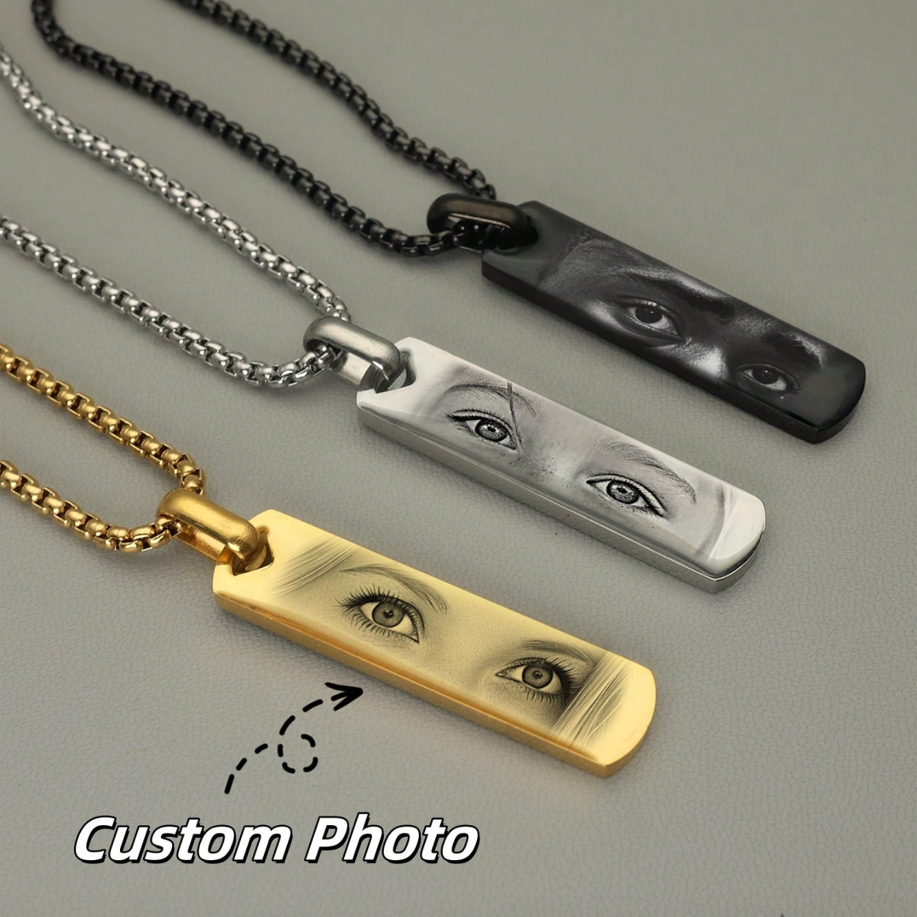 Personalized Couple Eye Photo Necklace