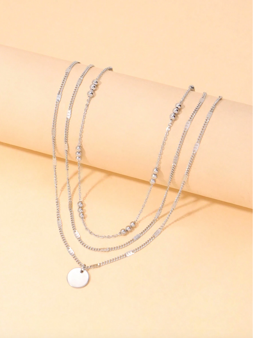 Multi-Layer Round Disc Beaded Necklace for Women