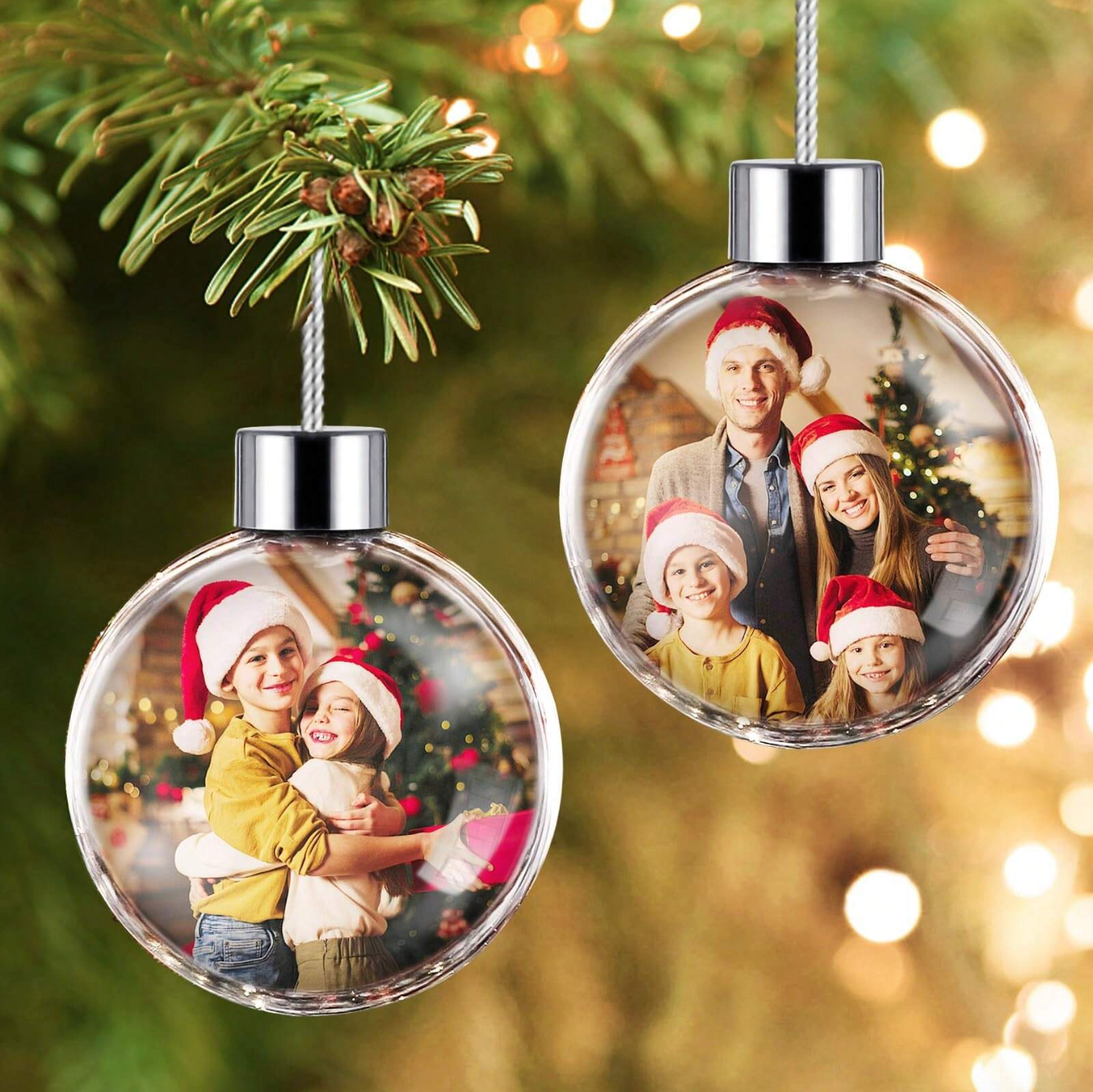 Personalized Double-Sided Photo Ball Christmas Ornaments