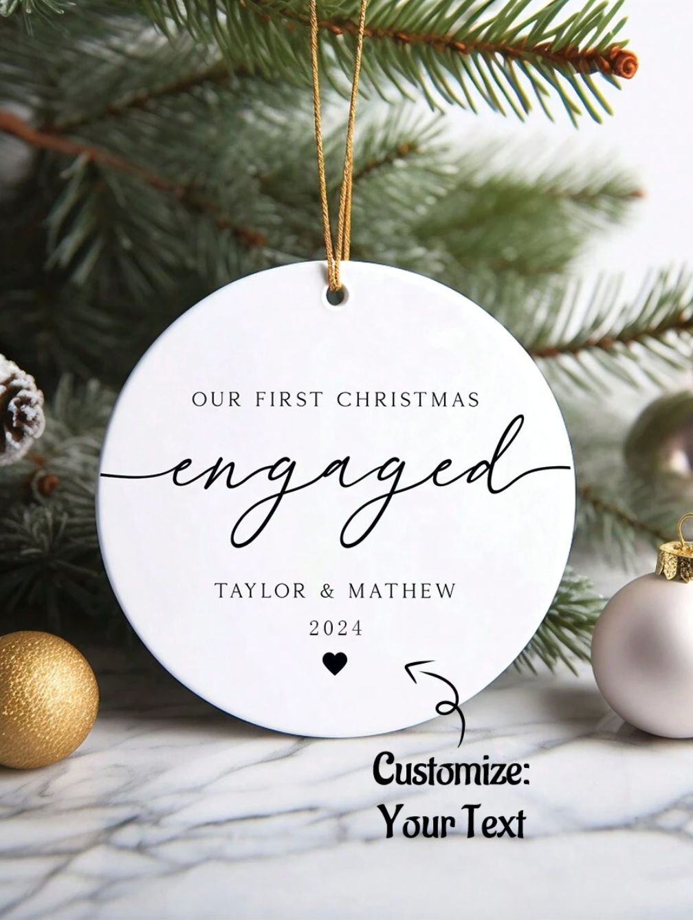 Personalized Christmas Engagement Ornament