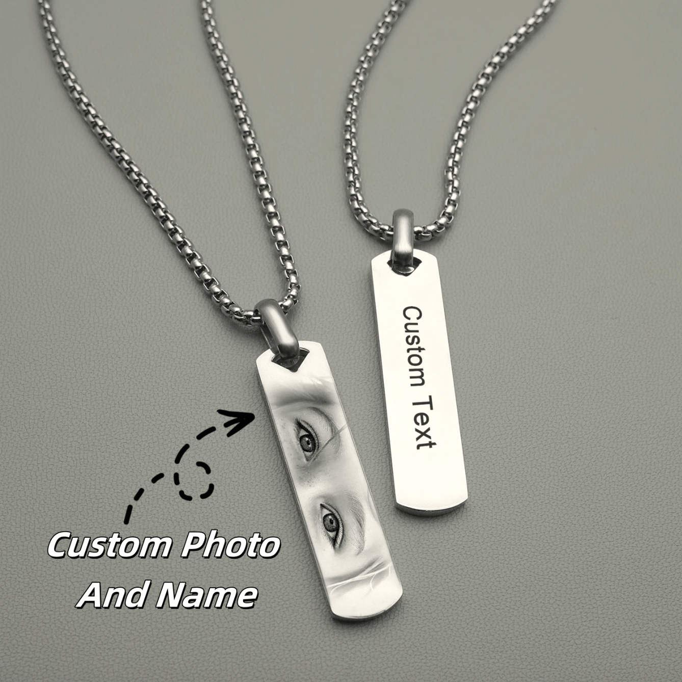 Personalized Couple Eye Photo Necklace