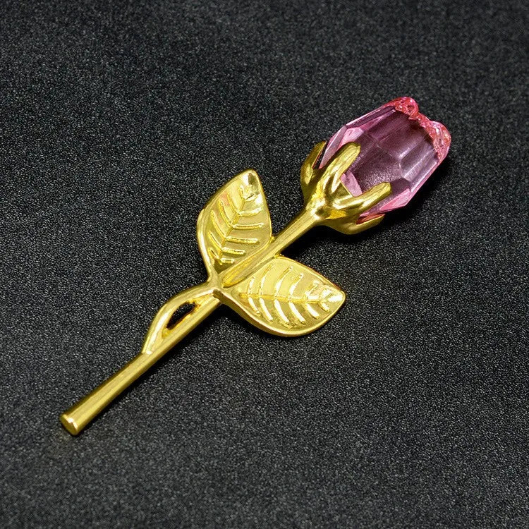 Mini Glass Rose Crystal Flower Red Artificial Flower Gift