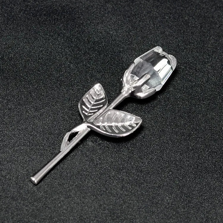 Mini Glass Rose Crystal Flower Red Artificial Flower Gift