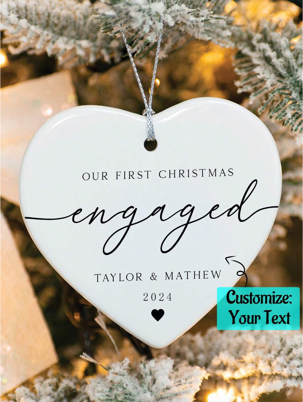 Personalized Christmas Engagement Ornament