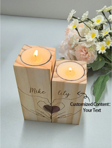 Personalized Heart-Shaped Wooden Candle Holder