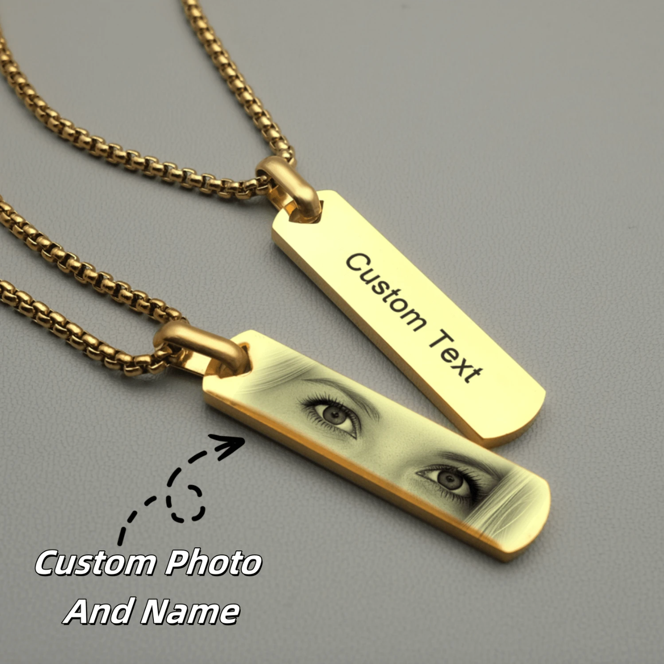 Personalized Couple Eye Photo Necklace