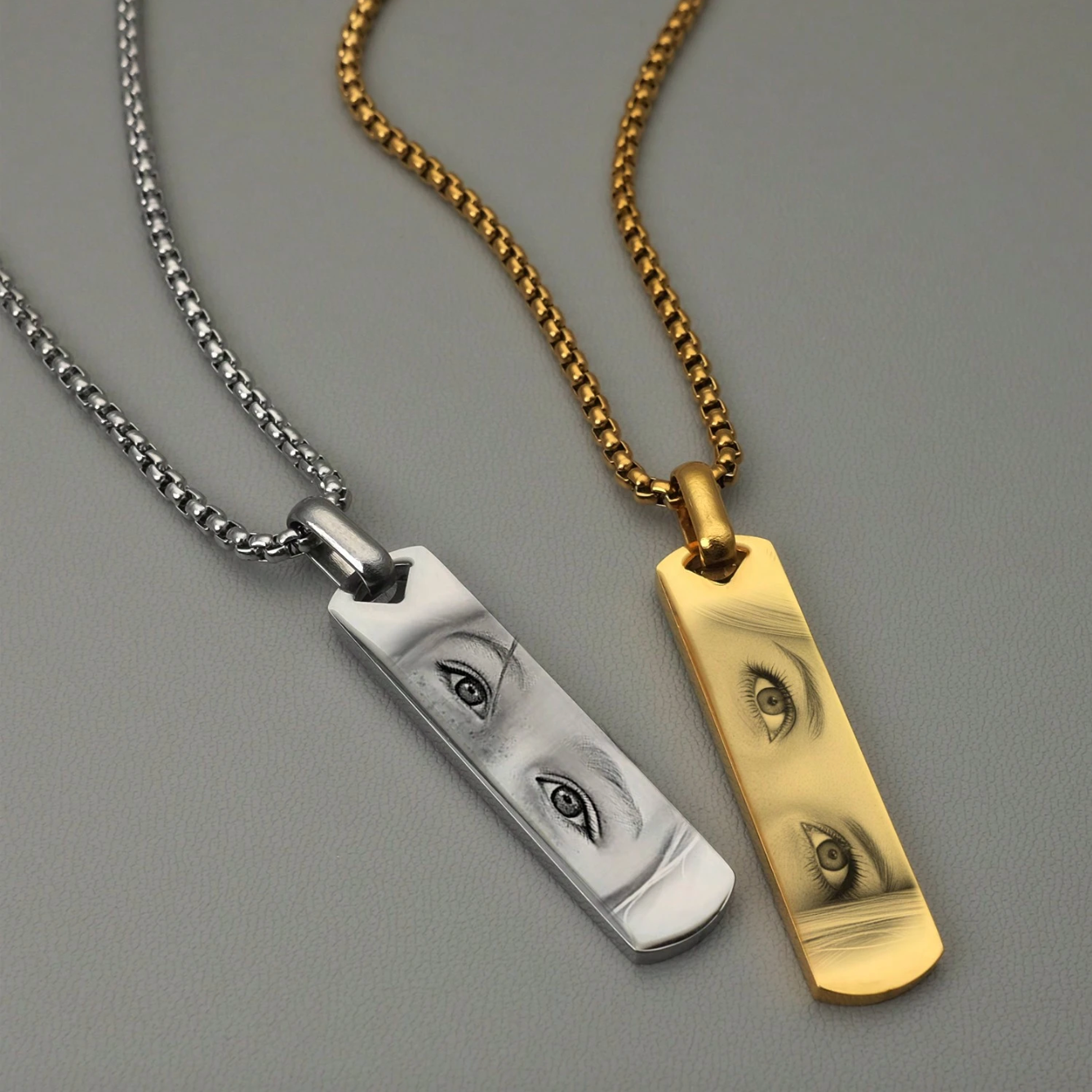 Personalized Couple Eye Photo Necklace