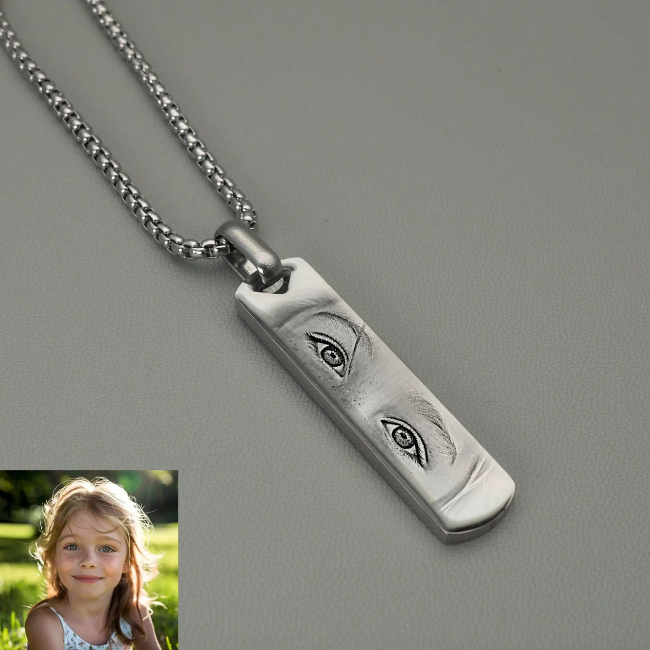 Personalized Couple Eye Photo Necklace