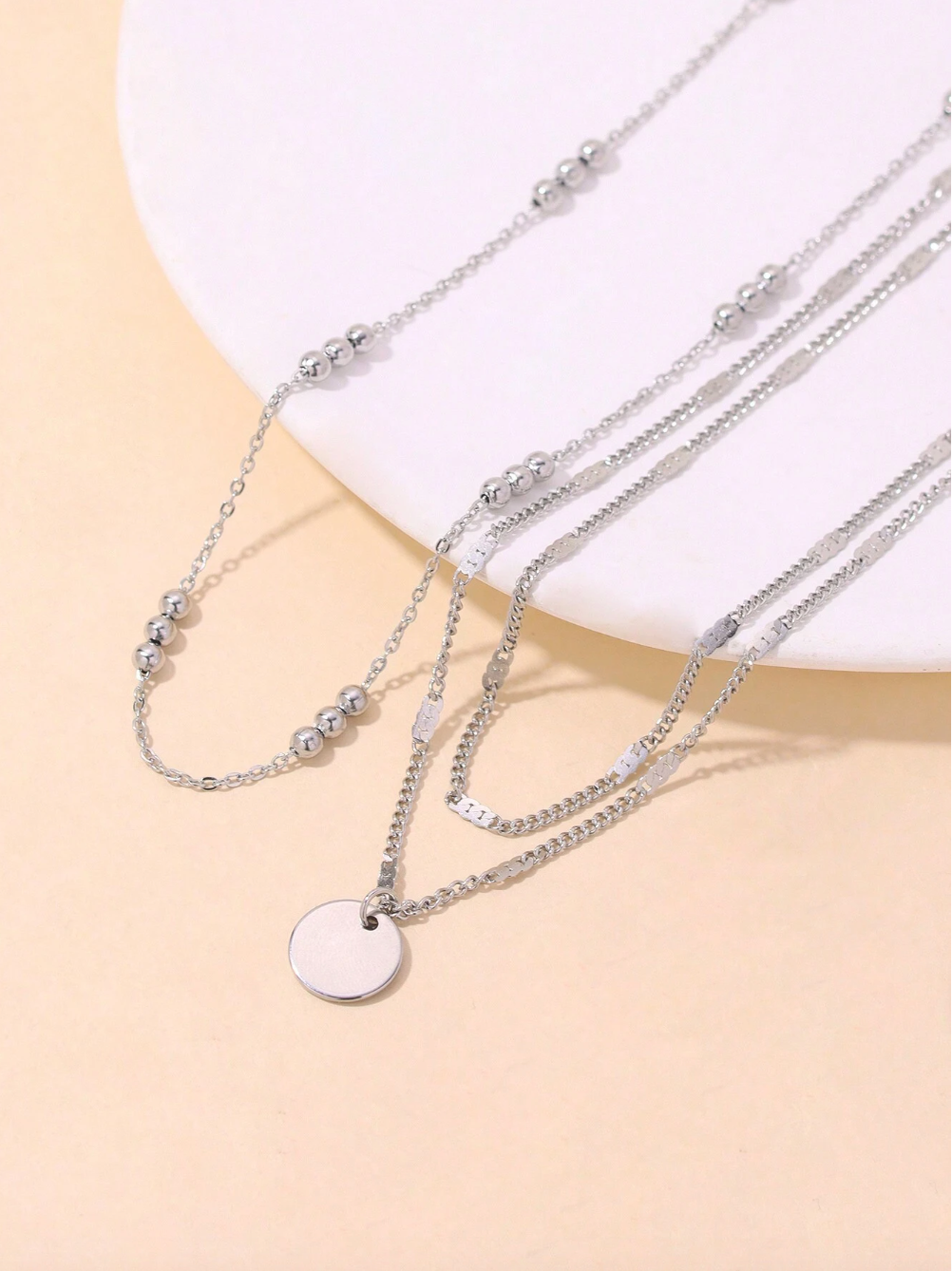 Multi-Layer Round Disc Beaded Necklace for Women