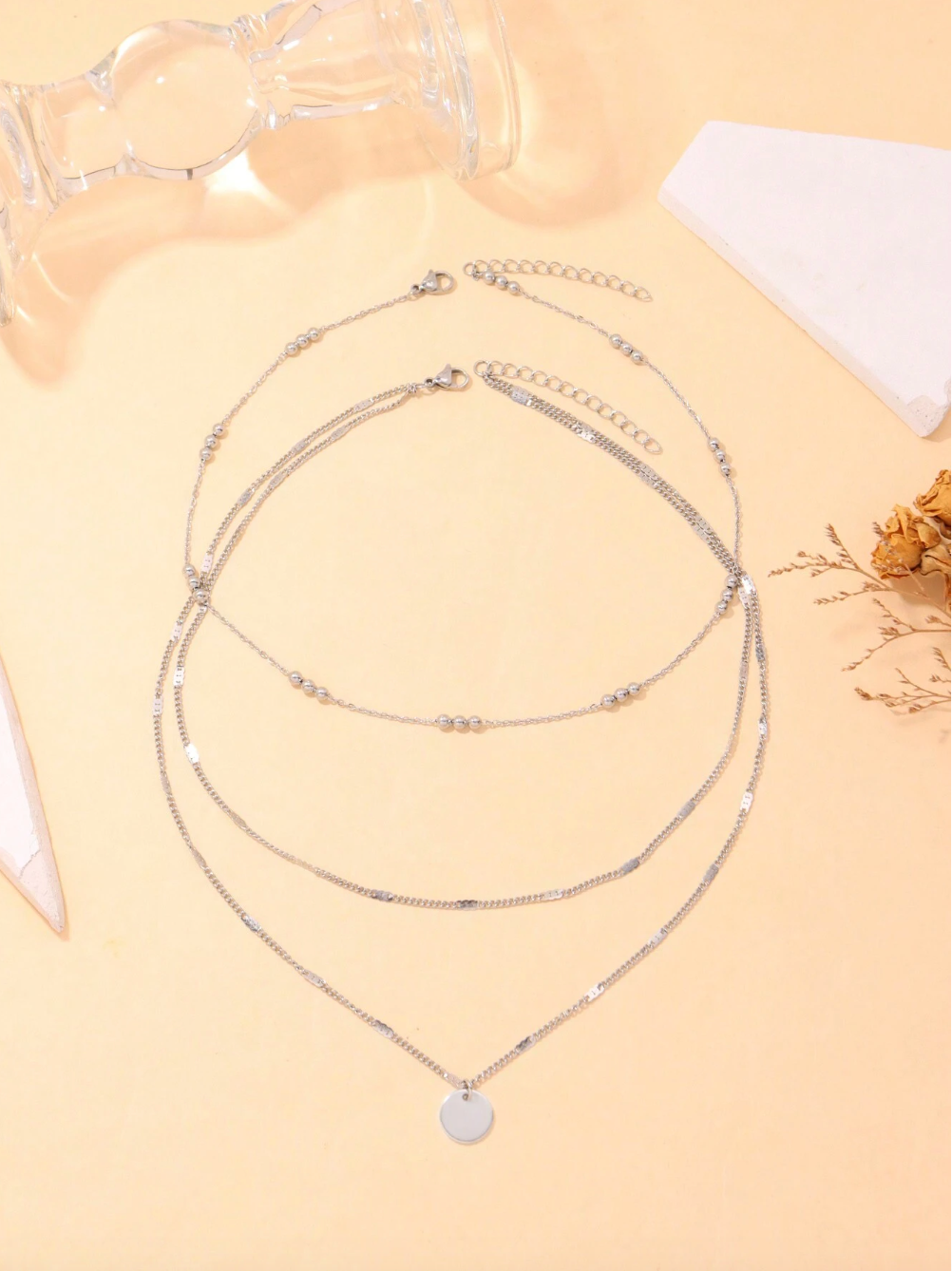 Multi-Layer Round Disc Beaded Necklace for Women