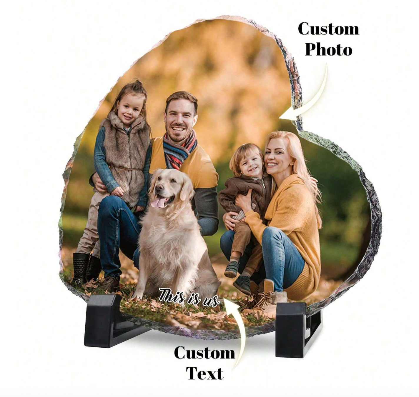 Personalised Rock Slate Photo Frame Gift Plaque