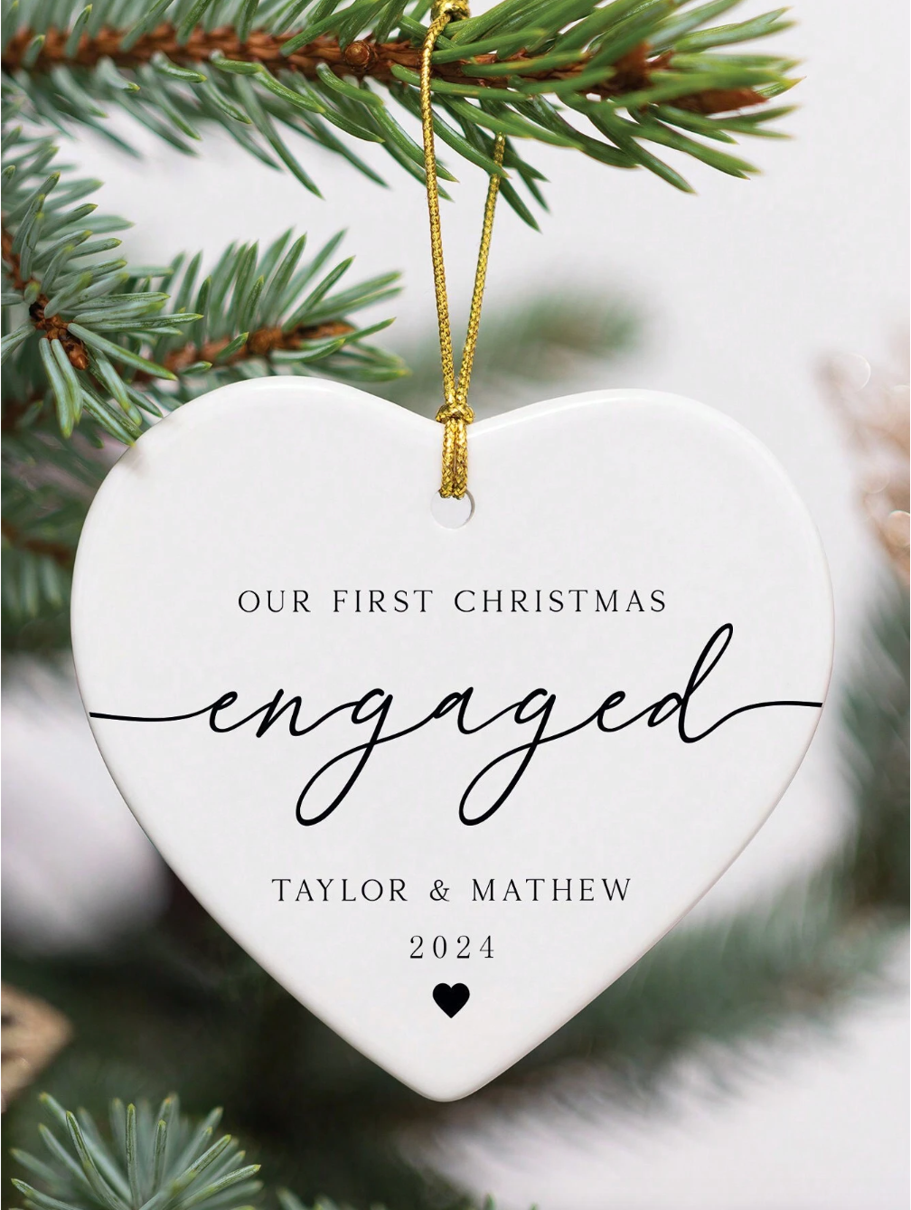 Personalized Christmas Engagement Ornament
