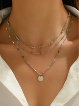 Multi-Layer Round Disc Beaded Necklace for Women