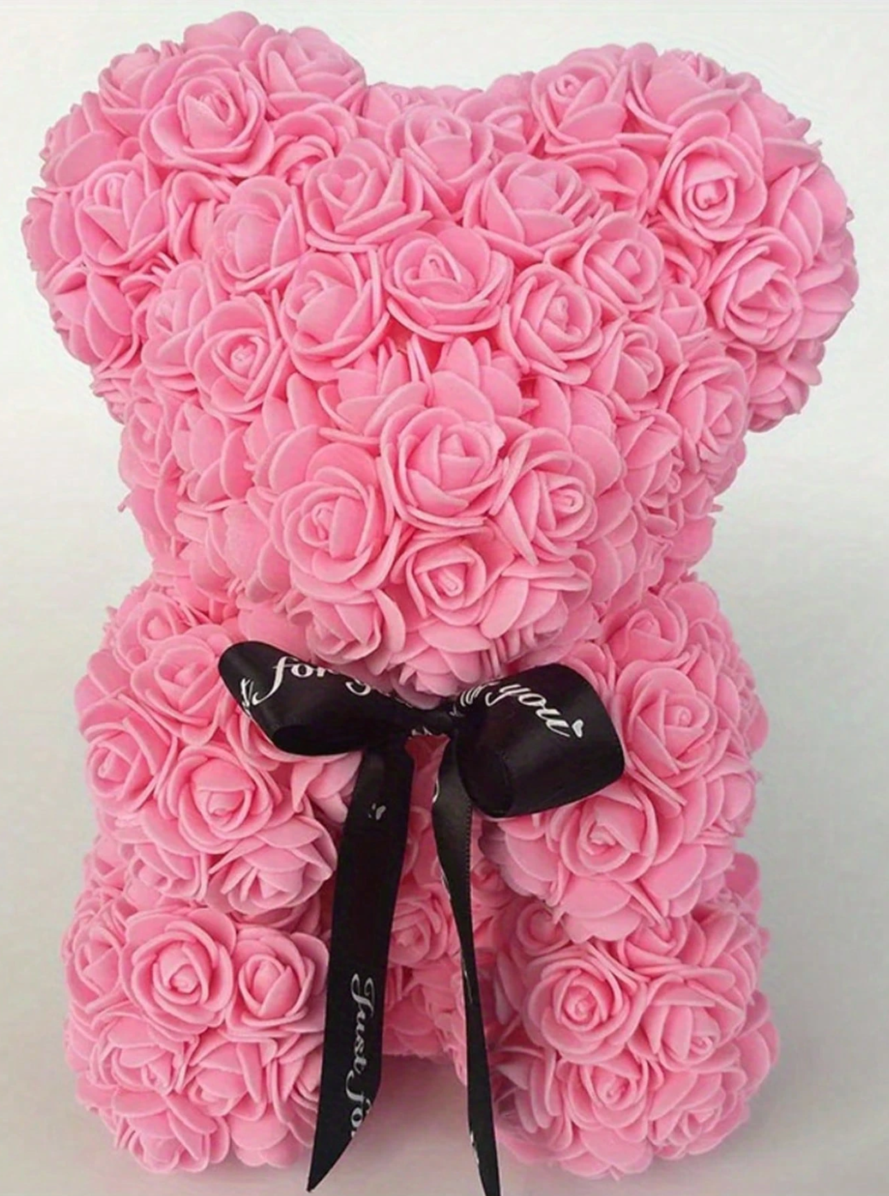 Red Rose Bear Figurine Foam Flower Romantic Valentine Gift Decor